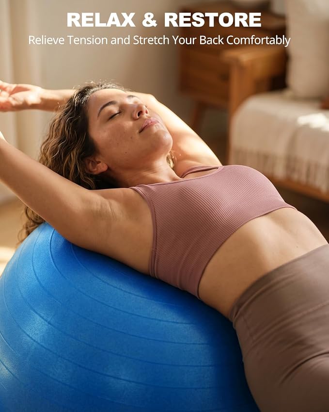 Trideer Yoga Ball for Exercise, Pilates, Core & Balance Training, Stability Ball for Pregnancy & Birthing Prep, Physical Therapy, Daily Stretching, Office Chair for Active Sitting, Quick Pump Included
