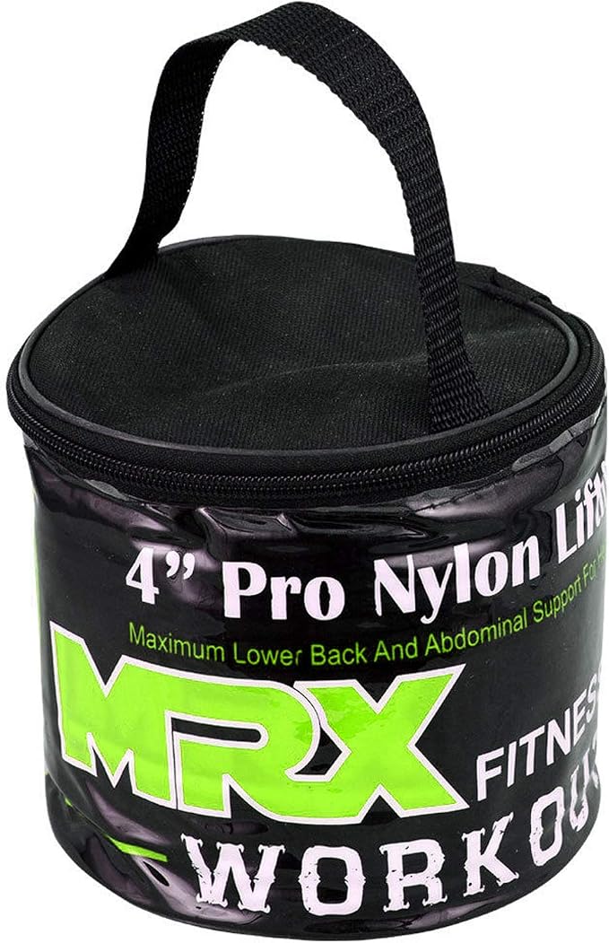 MRX Weight Lifting Belt - 4 Inches Wide 8mm Thick Padded Back Support with Flexible Ultralight Foam Powerlifting Belts Heavy Duty Deadlifts Workout Squats Exercise & Lifting Belt for Men & Women