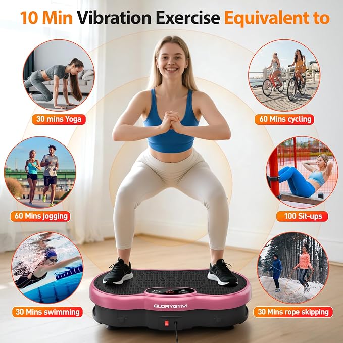 Vibration Plate Exercise Machine for Body Shaker Machine & Weight Loss, Shake Plate with Resistance Bands, 120 Speed Levels, Remote Control, Full Body Workout, Compact Home Gym Equipment