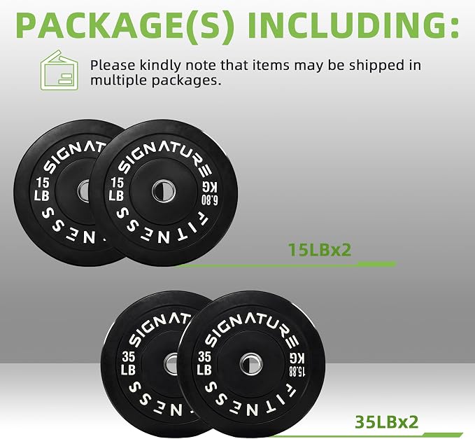 Fitvids 2-Inch Olympic Rubber Weight Plates Sets, Bumper Plates Set for Strength Training, 50-370 Lbs Multiple Options