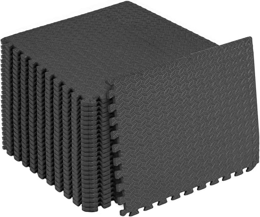 HulkFit Puzzle Exercise Mat, 3/4 Inch EVA Interlocking Foam Gym Flooring for Home Gym, Garage, Apartments, High-Density Shock-Absorbing Floor Tiles for Workout Equipment, MMA, Gymnastics, 24 Tiles