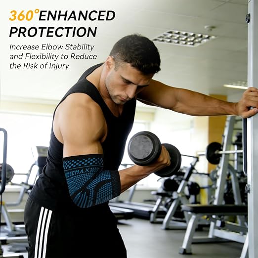 INDEEMAX Copper Elbow Compression Sleeve, 2 Pack Elbow Brace for Tendonitis | Elbow Sleeve for Women Men, Arm Support for Tennis & Golfer's Elbow, Joint Pain Relief, Arthritis, Bursitis, Weightlifting