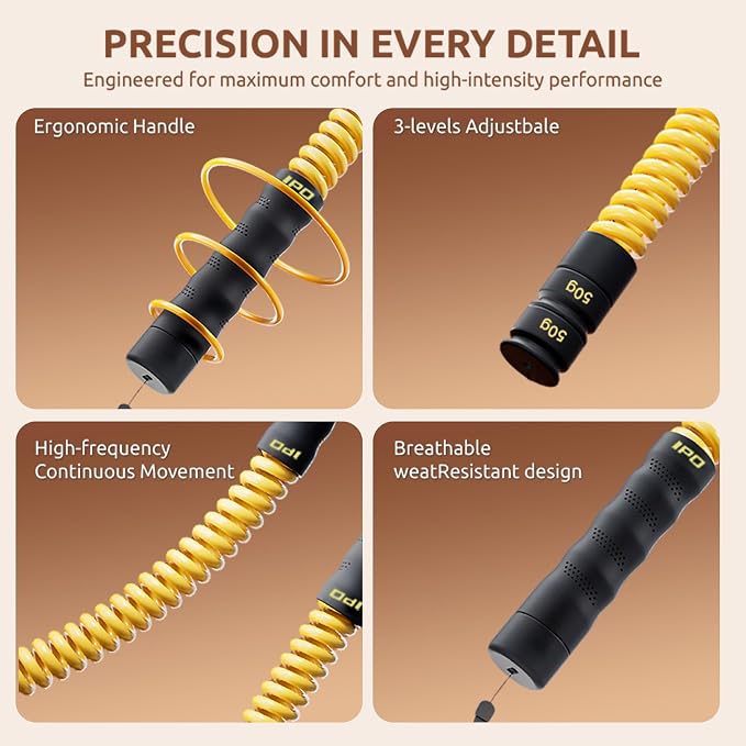 IPO 2026 Upgrade Weighted Ropeless Battle Ropes, Heavy Duty Portable Cordless Battle Ropes for Home Gym with Poster, Workout Exercise Rope for Strength Building, HIIT and Low-Impact Aerobic Training for Men & Women
