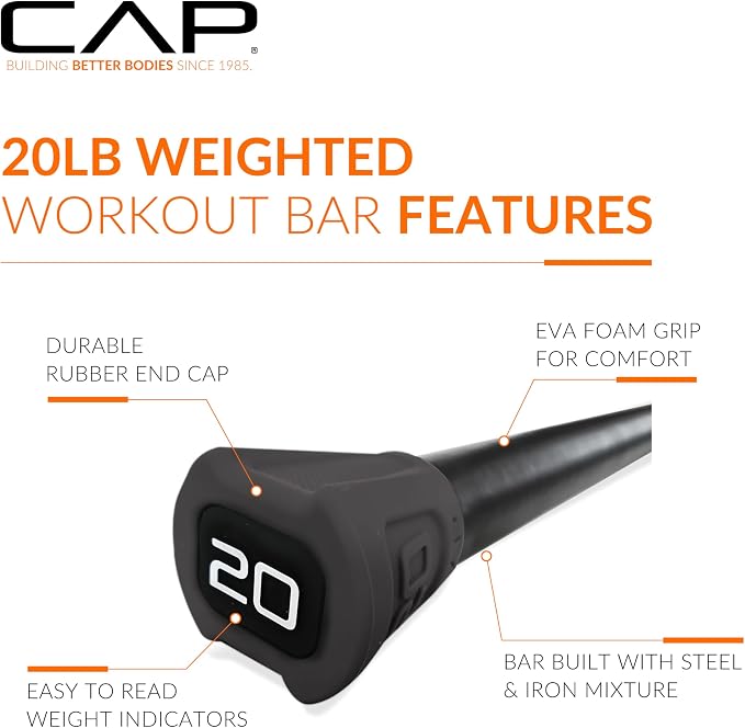 CAP Barbell Weighted Workout Bar | 5-20 lb | Multiple Options
