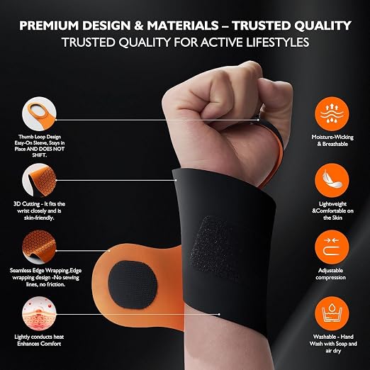 DR.SPRING Graphene Wrist Brace for Carpal Tunnel | Night Support for Left & Right Hands | Arthritis,Tendonitis & Wrist Sprain Pain Relief | Seamless & Breathable Fabric | Adjustable Compression Wraps