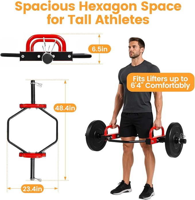 Olympic Trap Bar, Hex Deadlift Bar for 2 Inch Weight Plates, Heavy Duty Shrug Barbell with Raised Handles, 750 lbs Max Capacity Strength Training Equipment for Men, Women and Beginners