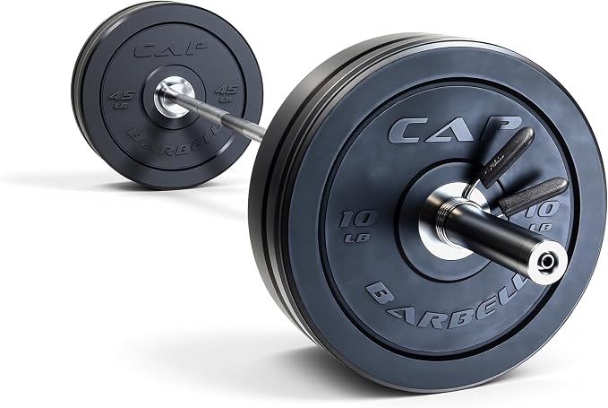CAP Barbell Olympic Weight Set with 7ft Barbell & Bumper Plates | 160-370 lbs | Multiple Options