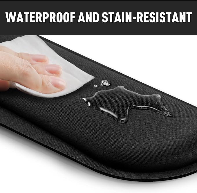 Gimars Upgrade Enlarge Silky and Superfine Fabric Gel Memory Foam Keyboard Wrist Rest Set, Ergonomic Keyboard Mouse Wrist Support for Typing Pain Relief, Comfort for Office, Gaming, Computer, Black