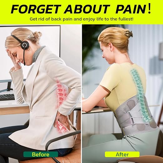 Back Brace for Lower Back Pain Relief with 360-Degree Biochemical Hug Support, Back Support Belt for Men and Women, Soft Breathable Fabric Lumbar Support for Herniated Disc, Sciatica S