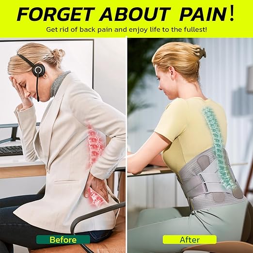 Back Brace for Lower Back Pain Relief with 360-Degree Biochemical Hug Support, Back Support Belt for Men and Women, Soft Breathable Fabric Lumbar Support for Herniated Disc, Sciatica L