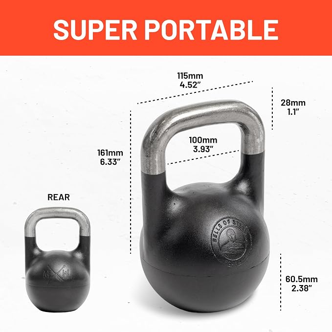 Adjustable Kettlebell 6-12kg [Bells of Steel] Kettle Bell Weight Set, Steel Shell, Internally-Loaded for Full Body Workouts, Competition Standard, 35mm Handle