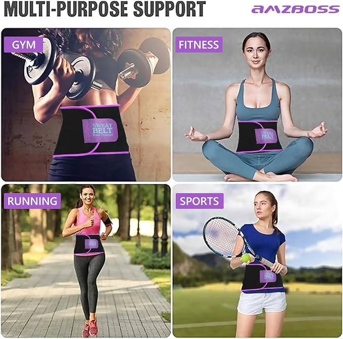 AMZBOSS Waist Trainers for Women Belly Fat, Waist Sweat Band for Women | Sweat Waist Trainer for Women, Belly Band Sweat Belt, Sweat Band for Stomach Weight Loss, Belly Wrap Waist Trimmer