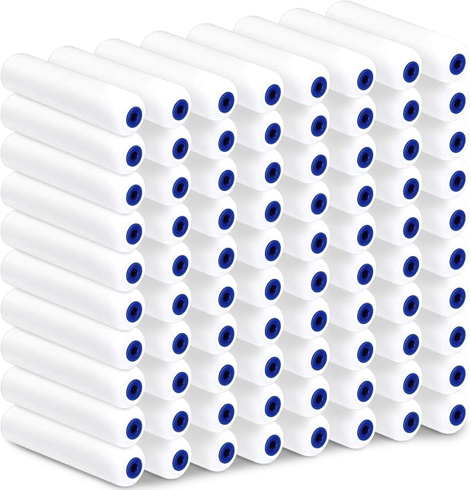 Leumoi 80 Pack Foam Paint Roller 6 Inch Small Paint Roller Covers High Density Foam Roller Sponge Rollers for Painting Doors Wall Cabinet Cupboards Ceilings Brings Smooth Finishes Flat Surfaces