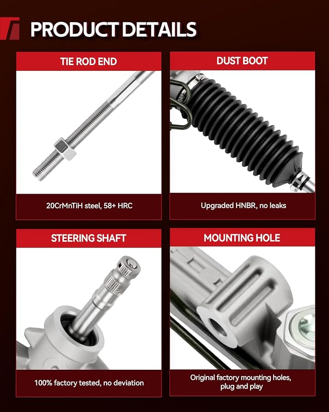 Torchbeam Power Steering Rack & Pinion Assembly Fit for 2005-2007 Town & Country, Grand Caravan, Caravan, Hydraulic System Steering, Replaces OEM 22-373