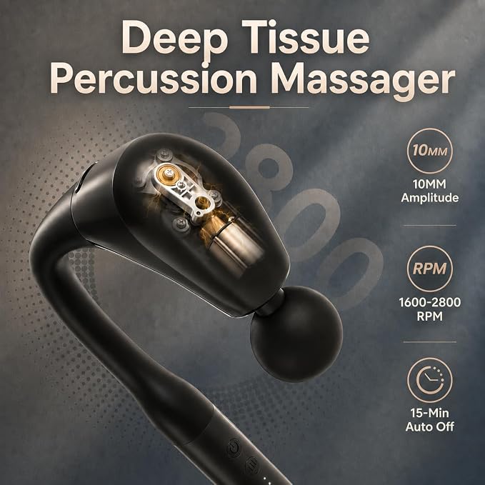 2-in-1 Muscle Massage Gun Detachable Elbow, Deep Tissue Body Massager for Athletes for Pain Relief, Handheld Massage Hammer with 4 Massage Heads for Body Builder