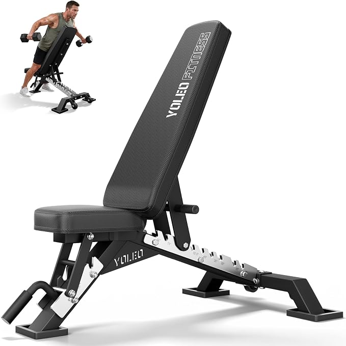 YOLEO Commercial Adjustable Weight Bench 2315LB ASTM Certified – 80% Pre-Assembled Heavy Duty Workout Bench for Home Gym
