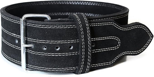 Leather Weight Lifting Belt For Powerlifting & Exercise Belt (4" Wide & 10MM Thick, Single Prong, Large)