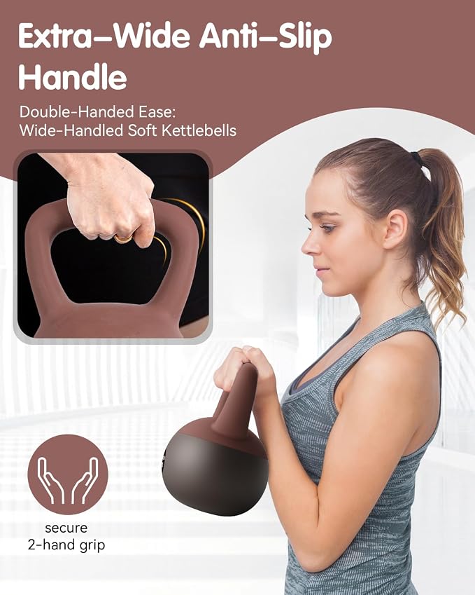 Soft Kettlebell - Cushioned Impact-Resistant Base and Anti-Slip | Kettle bell Anti-Slip Grip Weight for Home Workouts, Safe Strength Training Kettlebells Sets for Women& Men - Non-Slip Gloves