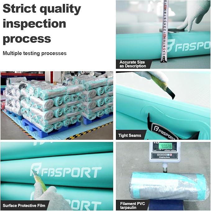 FBSPORT Inflatable Air Gymnastics Mat Training Mats 4/8 inches Thickness Gymnastics Tracks for Home Use/Training/Cheerleading/Yoga/Water with Pump