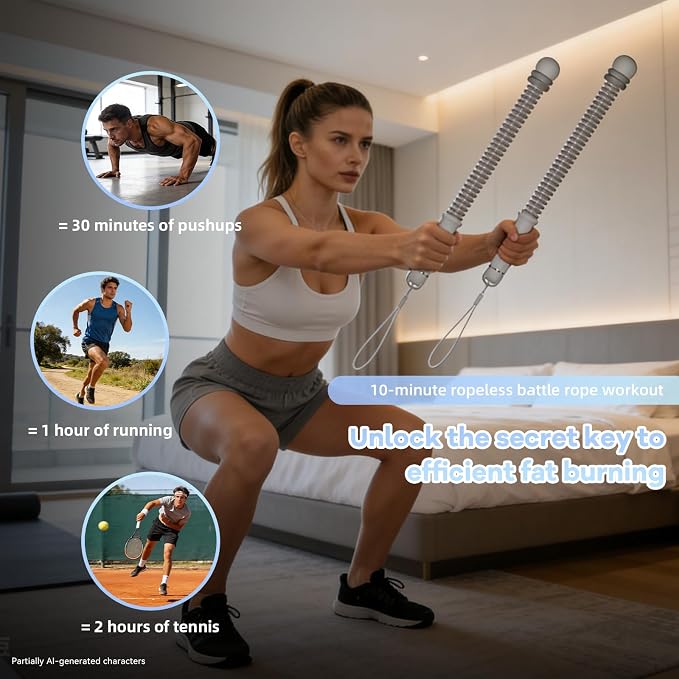 Cordless Battle Ropes with Adjustable Resistance Springs