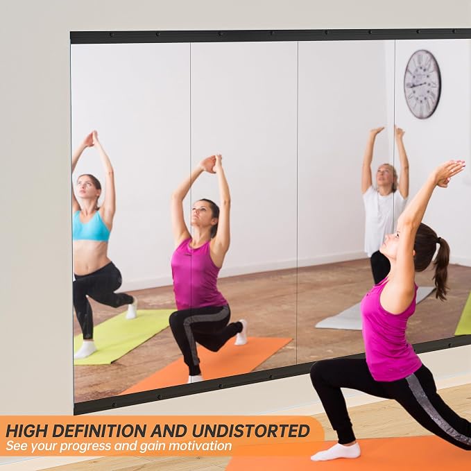 Hasipu 71''x29.9'' Home Gym Mirror, Full Length Wall Mounted Full Body Mirror for Yoga Dance Fitness Exercise Studio Bedroom Garage, Frameless Tempered Glass Workout Mirrors