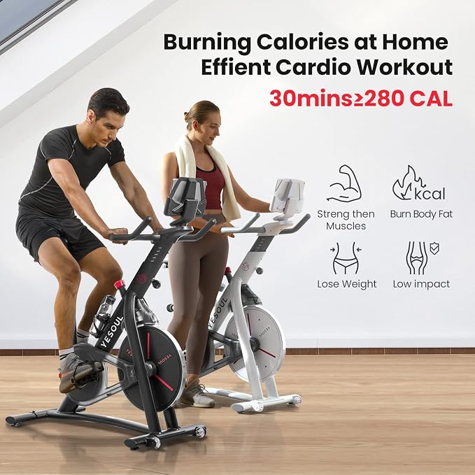 Yesoul Exercise Bike, Stationary Bike for Home with Magnetic Resistance | Smart Bluetooth Tracking, Quiet Magnetic Resistance, Tablet Mount and 350 lb Capacity for Home Gym Cycling Workouts