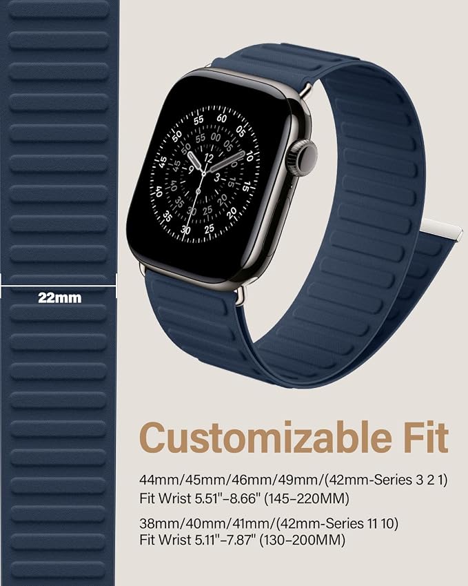Magnetic Link Sport Band Compatible with Apple Watch Bands for Men Women | Patented Solo Loop Band 40mm 38mm 41mm 44mm 45mm 42mm 49mm, Sport Strap for iWatch Series 11 10 9 8 7 6 5 4 3 2 1 Ultra SE