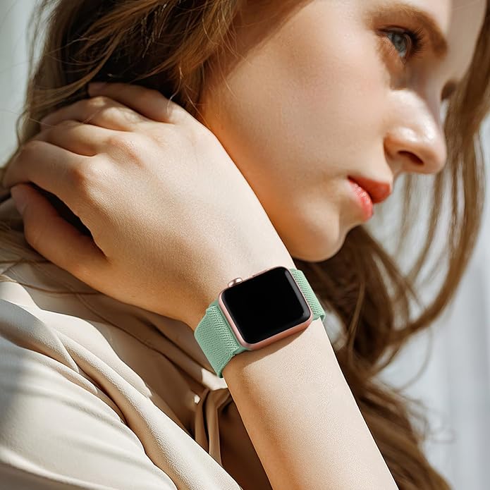Lerobo Braided Band Compatible with Apple Watch Series 11 10 9 8 7 46mm 45mm 41mm Ultra SE 3 2 1 49mm Series 6 5 4 3 44mm 40mm 38mm 42mm Men iWatch Bands Women Stretchy Nylon Solo Loop Sport Strap