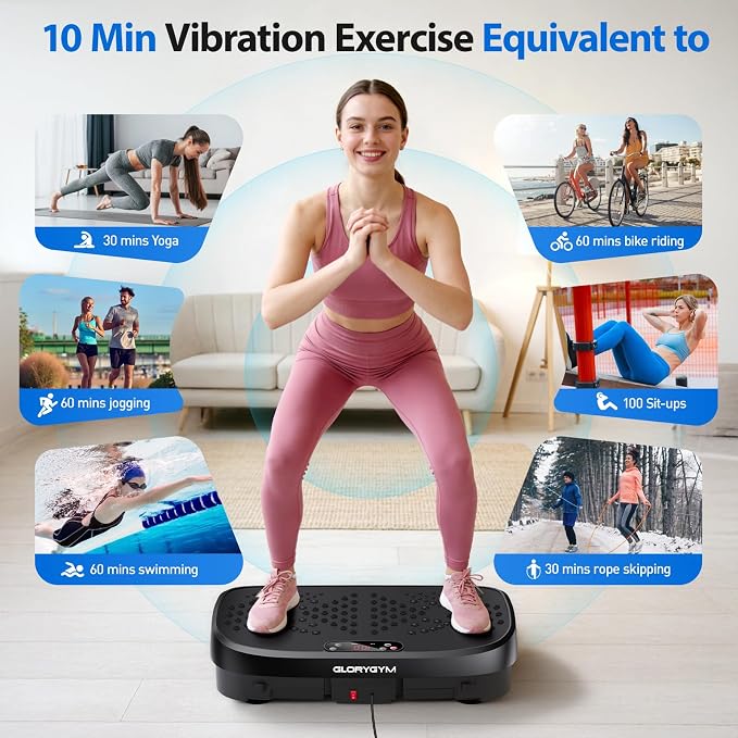 Vibration Plate Exercise Machine for Body Shaker Machine & Weight Loss, Shake Plate with Resistance Bands, 120 Speed Levels, Remote Control, Full Body Workout, Compact Home Gym Equipment