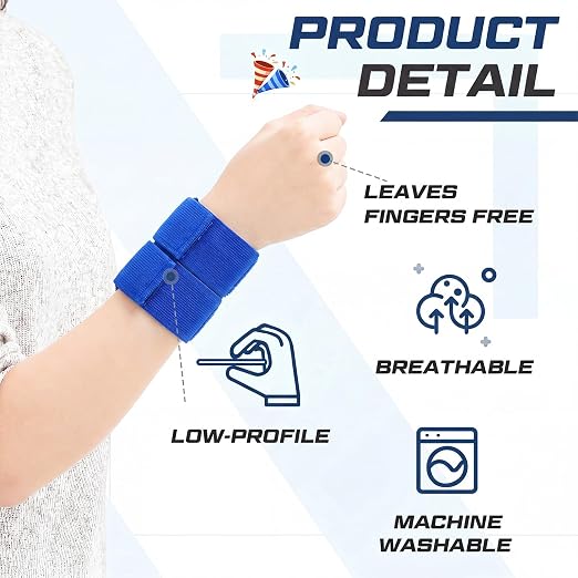 4 Pack Wrist Brace Adjustable Wrist Support Sport Straps for Tendonitis Carpal Tunnel Arthritis Gymnastics Wraps Pain Relief for Football Cheerleaders Fitness Weightlifting(Blue)