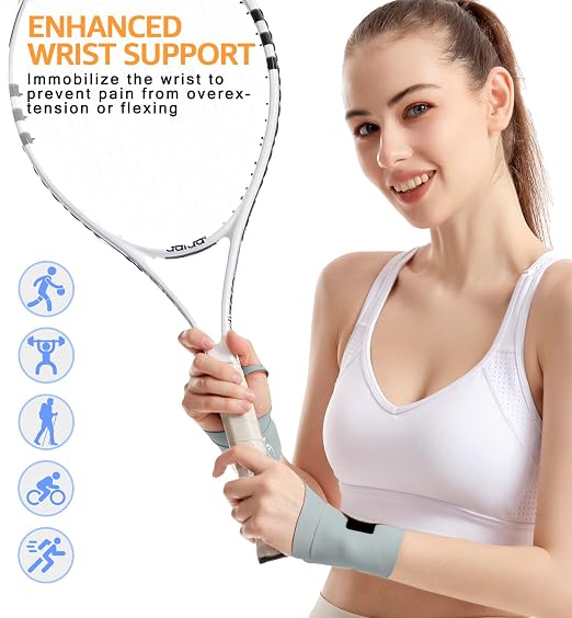Ultra-Thin Elastic Wrist Brace Wrist Wraps, Compression Wrist Straps Support for Carpal Tunnel Arthritis Tendonitis Sprains Pain Relief Workout, Soft & Comfortable (Gray (Pack of 2))