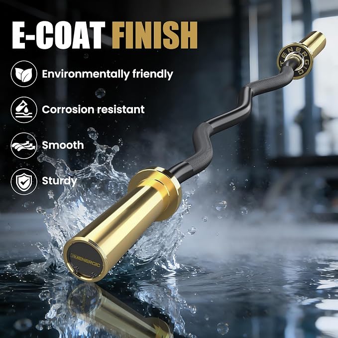 47” Solid Steel Olympic Curl Bars, 500LB | EZ and Super EZ curl bars with knurled grips, rotating sleeves, solid steel build, and 2-inch Olympic plate compatibility