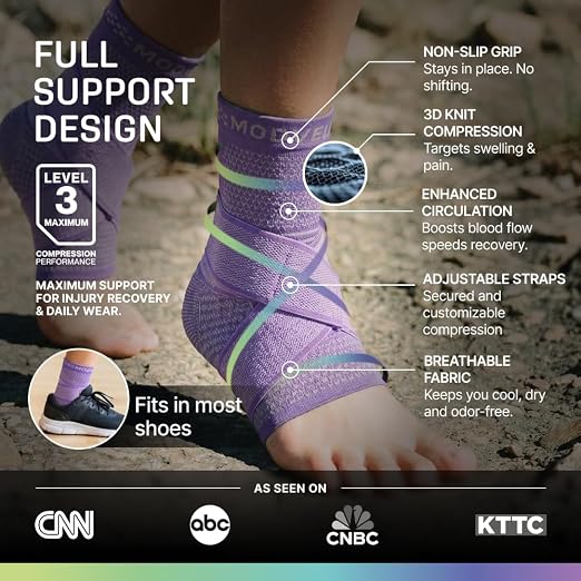 Modvel Foot & Ankle Brace Socks with Adjustable Support Strap – Compression Sleeve for Sprained Ankle, Plantar Fasciitis Relief Tendonitis & Arthritis, Stabilizing Foot & Ankle Support for Women & Men