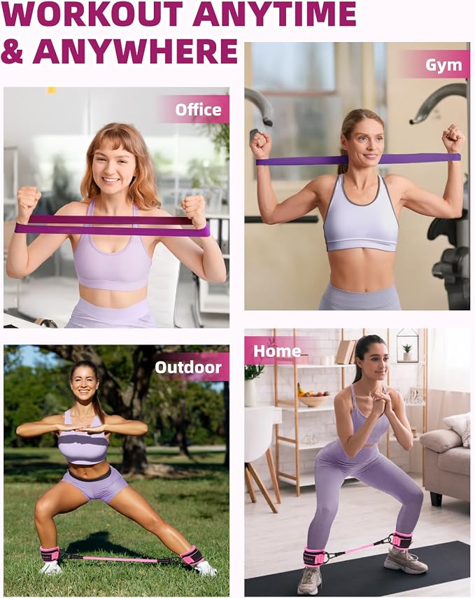 Resistance Bands Set – Resistance Band and Adjustable Ankle Exercise Bands with Cuffs Great Equipment for Training, Working Out, Yoga,Home Gym with Training Guidance & Carry Bag,Set of 8