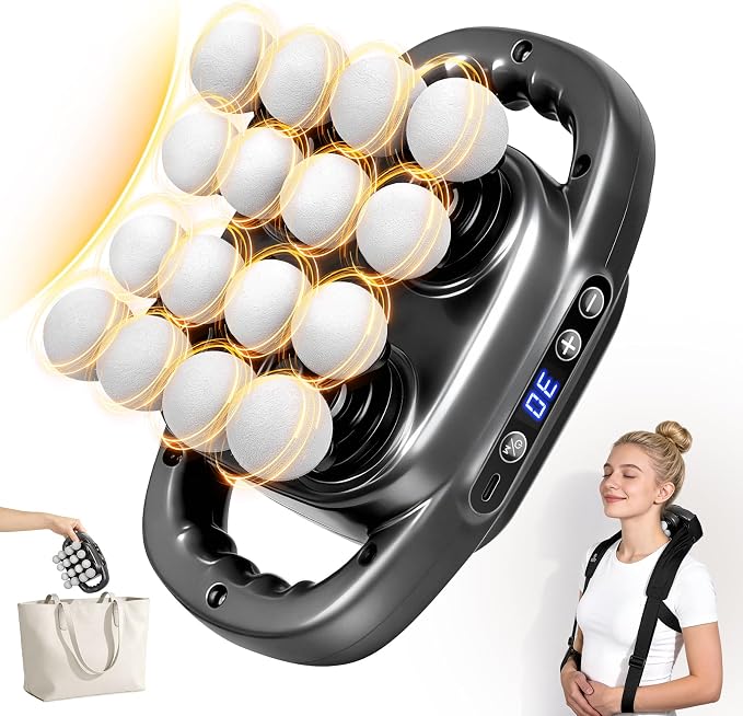 UOTT Mini Curved 16-Head Massage Gun Deep Tissue, Ergonomic Back Massager | Pain Relief, Neck, Leg & Foot Massager Tool, 30 Levels & 3 Modes, Full Body Muscle Recovery and Relaxation