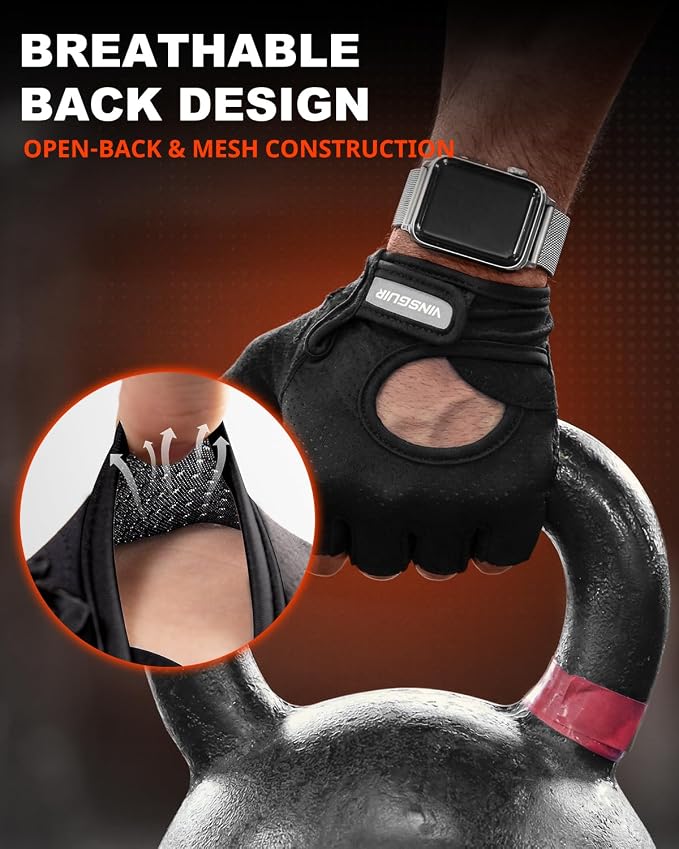 Workout Gloves for Men & Women, Enhanced Grip, Full Palm Protection | Breathable and Durable Gloves for Weight Lifting, Gym Training, Pull Ups, Strength Training and Fitness Workouts