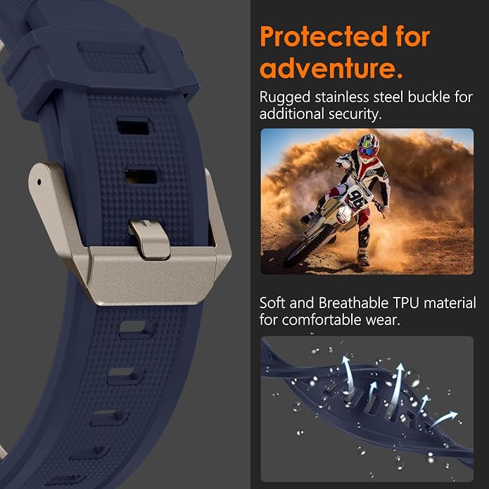 WINGLE FKM Rubber Bands for Apple Watch Band Ultra 3/2/1 Band Ultra 49mm Series 11 10 46mm 45mm 44mm 42mm SE 3/2/1 9 8 7 6 5 4 3 Men, Military Rugged Metal Connector Silicone Apple iWatch Sport Bands