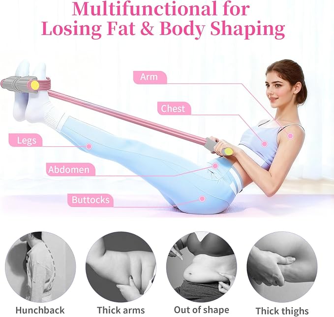 Pedal Resistance Bands with Handles, Durable 6-Tubes Multifunction Pedal Resistance Band, Natural Rubber Foot Pedal Resistance Bands, Fitness Resistance Bands for Abdomen, Waist, Arm, Leg