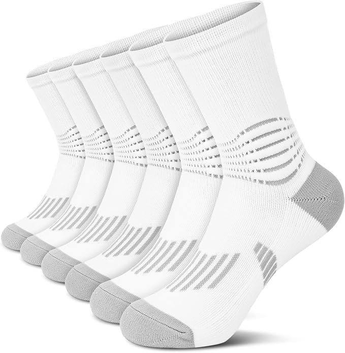IRAMY Crew Compression Socks for Women Men with Ankle Arch Support Plantar Fasciitis Relief 3/6 Pairs