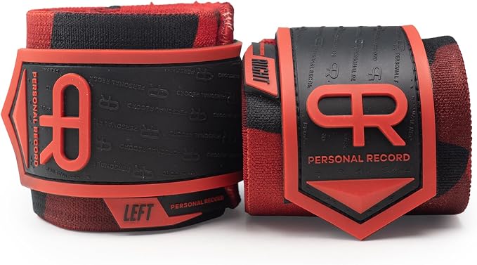 PR Personal Record Heavy Duty Premium Wrist Wraps, More Elasticity, Reinforced Stitching, Extra Wide Strap, Strong Thumb Loop, Larry Wheels Weightlifting Wraps