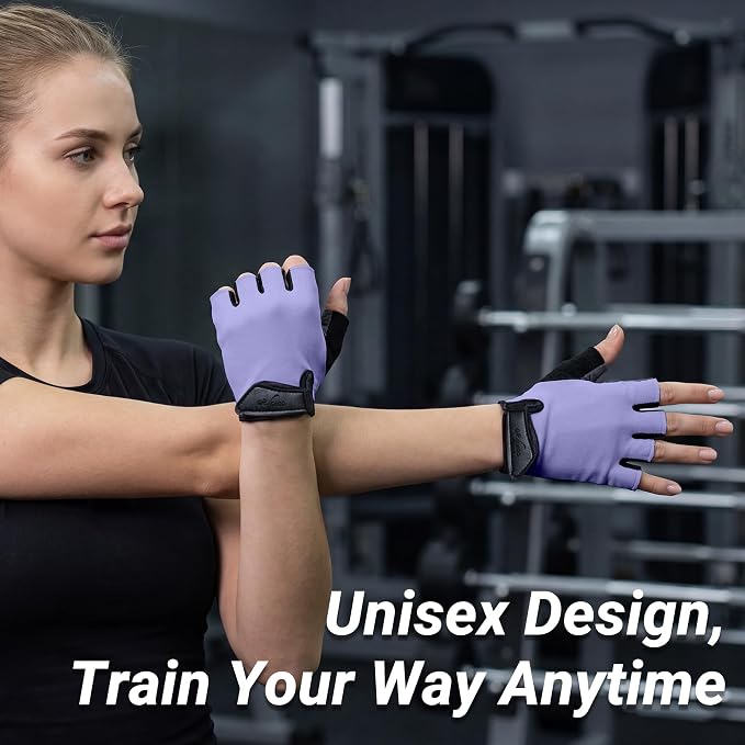 Workout Gloves for Women Men, Full Palm Silicone Grip, Padded Half Finger Gloves for Gym, Weight Lifting, Cycling