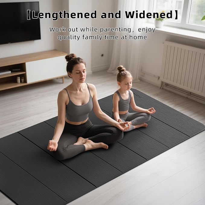 PAIDU Foldable Yoga Mat (10MM) 75‘’x40‘“ Quick Fold，Easy Storage | TPE Non-Slip Design, Ea Extra Long/Wide for Indoor Yoga, Pilates and Outdoor Travel Workouts