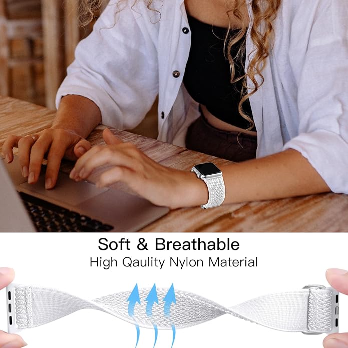 Lerobo Stretchy Nylon Solo Loop Band, Compatible with Apple Watch Series 11 10 9 8 7 6 5 4 3 SE3/2/1 Ultra3/2/1, Adjustable Strap for iwatch Band 44mm 45mm 46mm 49mm 42mm 40mm 41mm 38mm for Women Men