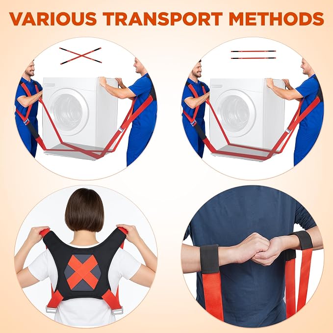 NOCOEX 2-Person Moving Straps for Lifting - Moving Straps with Back Support for 2 Movers - Shoulder Lifting System for Move & Carrying Furniture Appliances Mattresses Heavy Objects Up to 880lbs