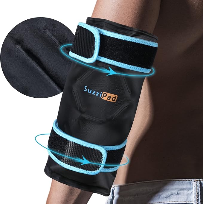 SuzziPad Forearm & Elbow Ice Pack Wrap, Reusable for Tennis & Golf，Black | Wearable & Reusable Cold Compression Sleeve for Arm, Tennis & Golfers Elbow, Tendonitis & Post-Surgery Recovery