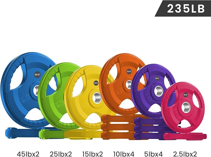 SPART 2-Inch Color Rubber Coated Olympic Grip Plate in Pairs or Single for Strength Training, Weightlifting and Bodybuilding, Solid Cast Iron Weight Plates for Barbell, 2.5LB/5LB/10LB/25LB/35LB/45LB, Two Years Warranty