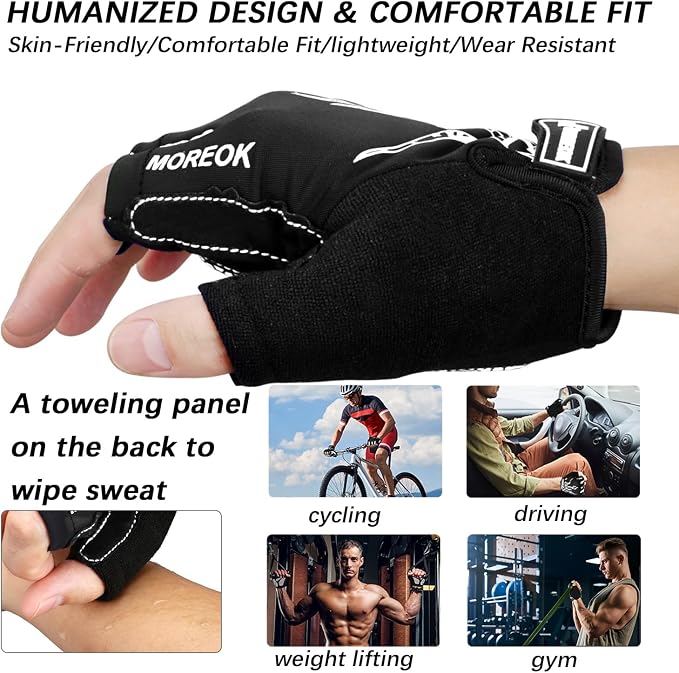 Cycling Gloves Bike Bicycle Gloves, Half Finger 5MM Gel Anti-Slip | Biking Gloves for Men Women Gym workout exercise Motorcycle Hiking Rowing Outdoor Sports