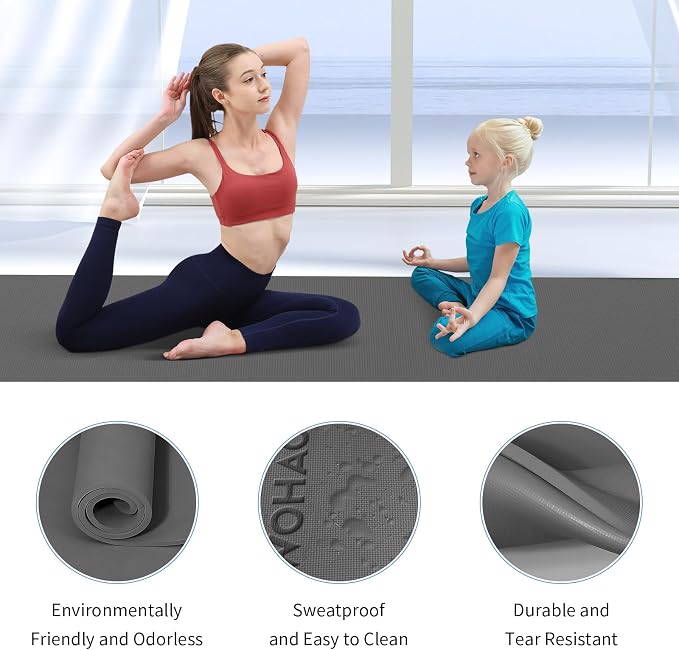 Extra Wide & Thick 8mm Yoga Mat, 72"x31.5" | Large Non Slip Exercise Mat, Premium POE Material, Superior Cushioning & Stability, With Strap for Home Gym, Pilates
