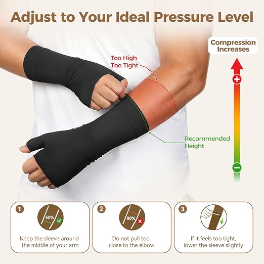 Thumb Sleeves Compression Brace（1 Pair）, Thumb CMC Support, Lightweight Thumb and Wrist Brac for Arthritis Tendonitis Sprain, for Left & Right Hand - L size