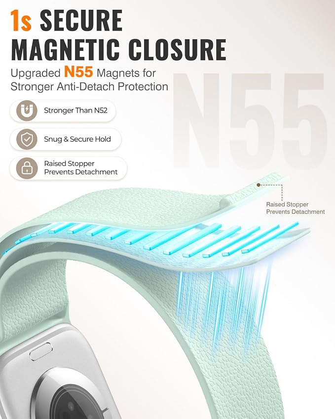 Magnetic Silicone Sport Band for Apple Watch 42mm 46mm 49mm 38mm 40mm 41mm 44mm 45mm Men Women, Patented Auto Lock Breathable Soft Loop for iWatch Ultra SE Series 11 10 9 8 7 6 5 4 3 2 1 All Day Comfort